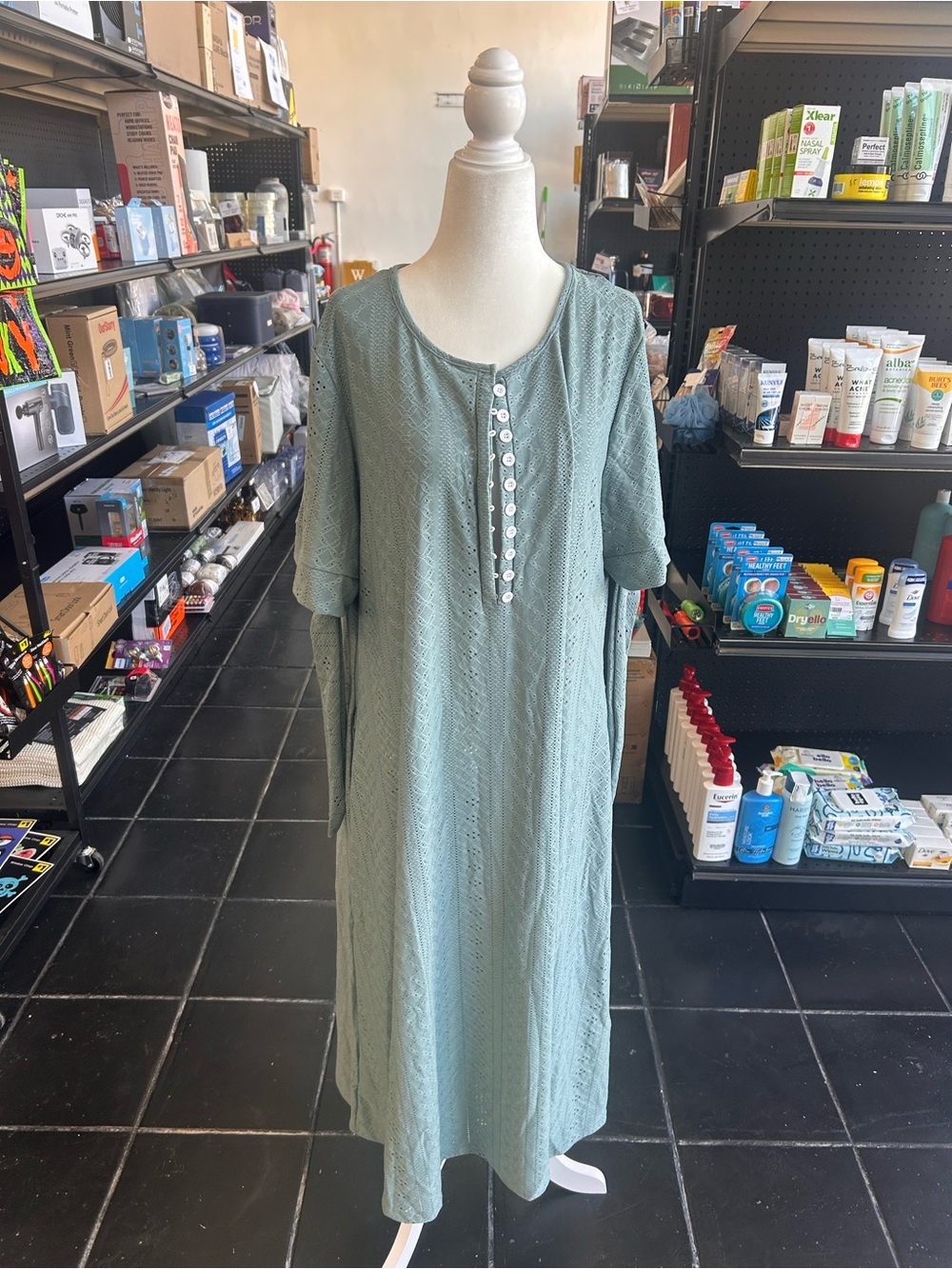 Light Sage Button-Front Knit Tunic